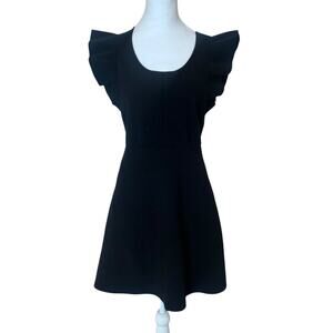 VICTORIA BECKHAM FOR TARGET COLLAB  RUFFLE SLEEVE A LINE MINI DRESS BLK LG